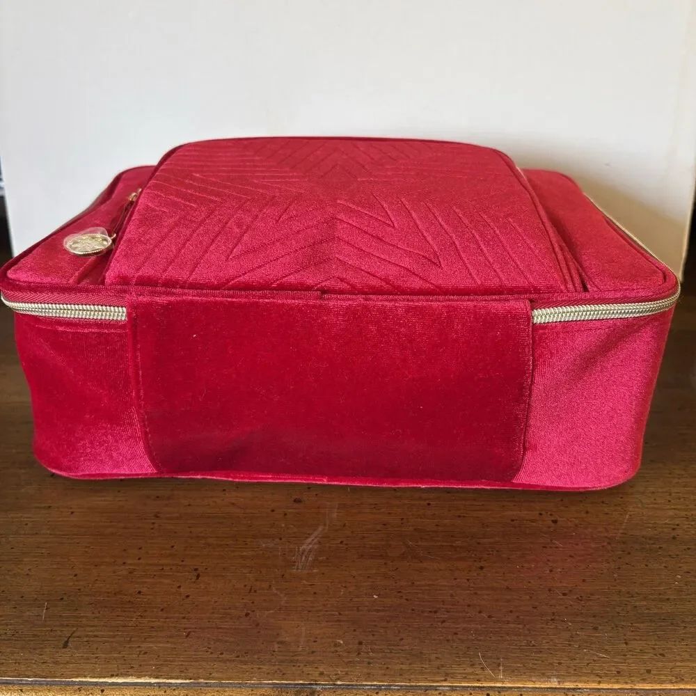 Estée Lauder Red Makeup Case Zip Handle Polyester/Spandex 11x8x4 in